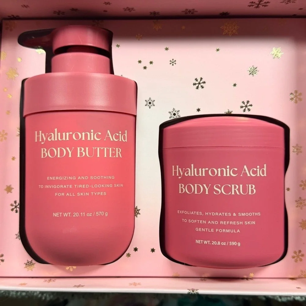Enchante Accessories Hyaluronic Acid Body Scrub & Butter Duo 2 Pc Gift Set Pink